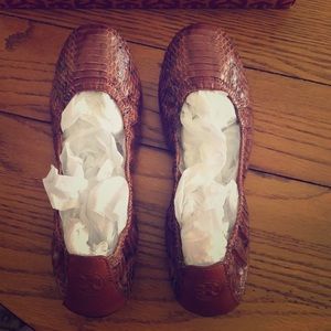Tory Burch snakeskin flats.